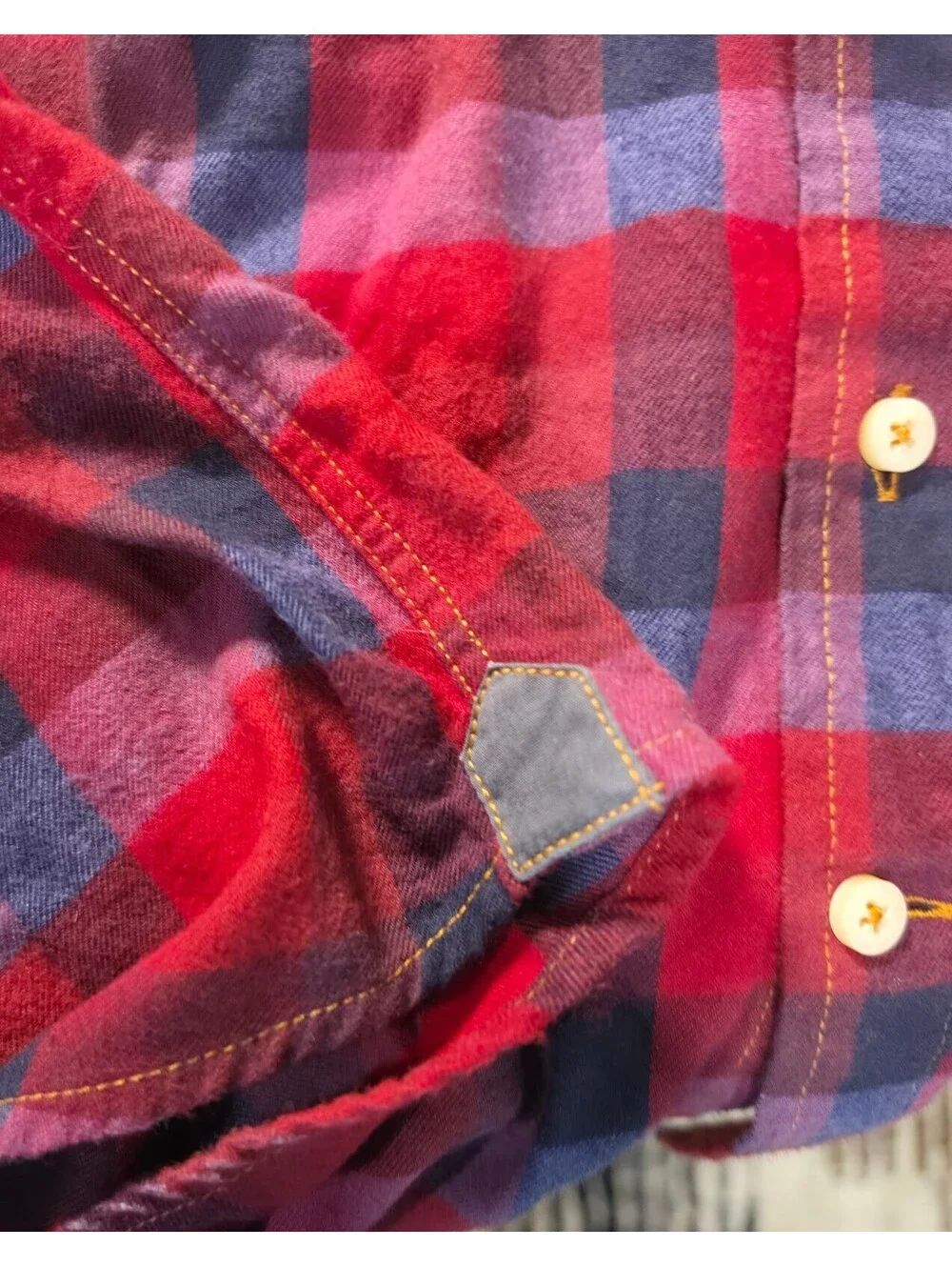 Red Torpedo Men's XL Red and Blue Plaid Button-Up Shirt